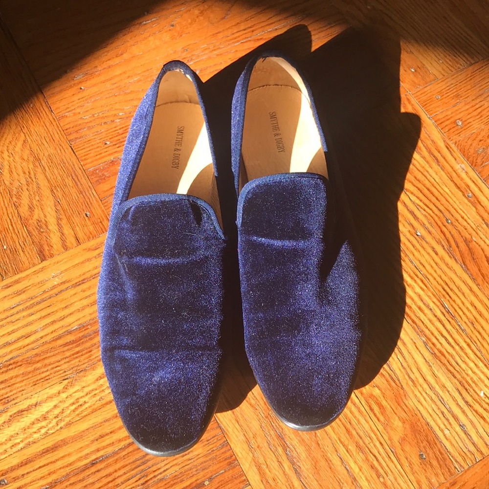 Smythe & Digby blue velvet loafer 13